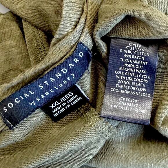 Social Standard Sanctuary Cap Short Sleeve T Shirt Top Scoop Neck Size XXL Green - Picture 13 of 13